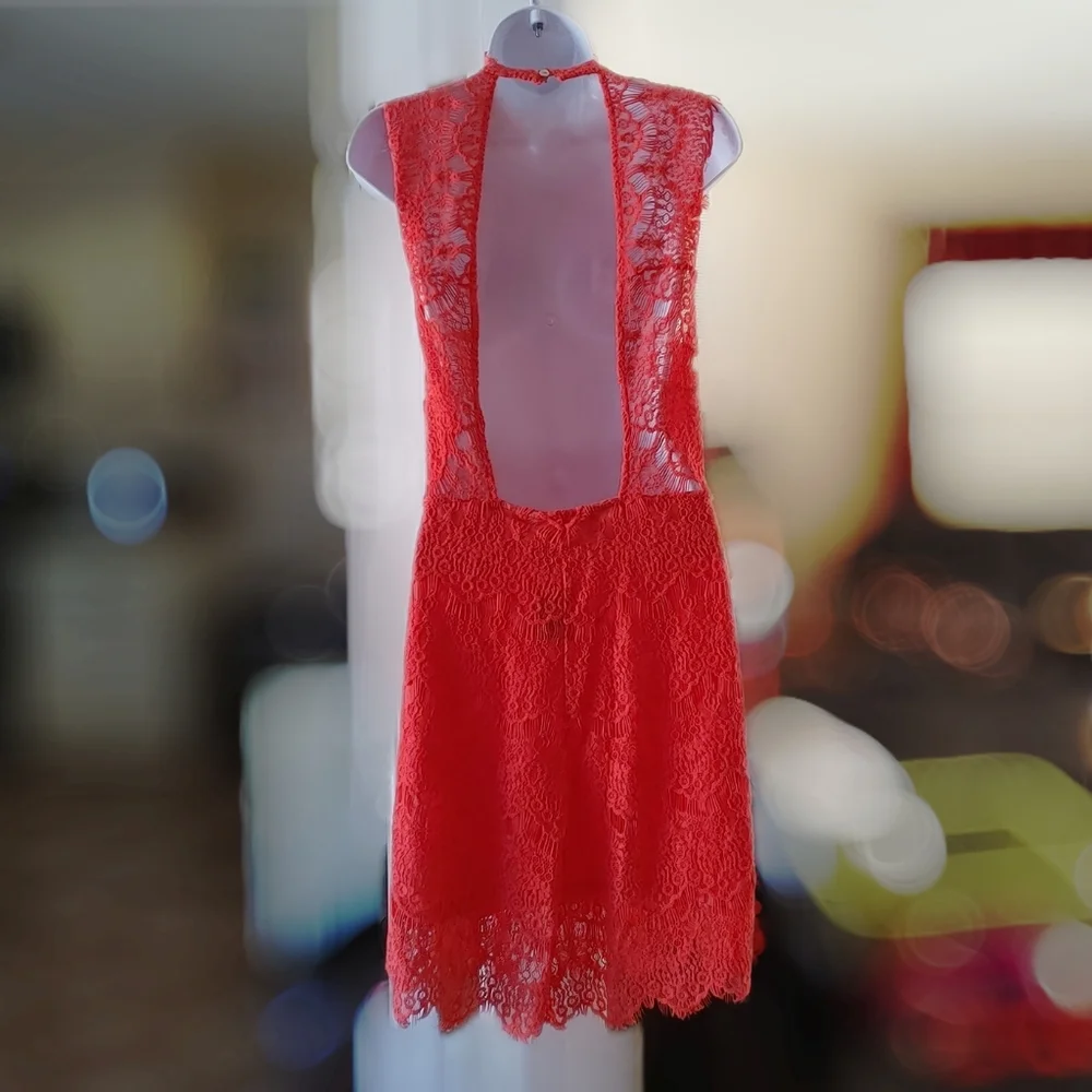 Free People Daydream Open Back Lace Dress Size M - Picture 2 of 7
